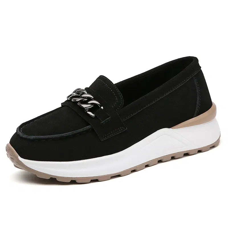 Mocassini sneaker con platform in camoscio
