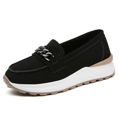 Mocassini sneaker con platform in camoscio sintetico, Nero