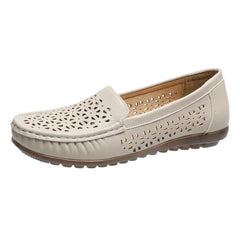 Mocassini traforati con suola morbida per donna, Beige
