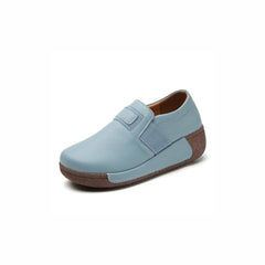 Mocassini con zeppa ergonomici in pelle sintetica da donna, Blu