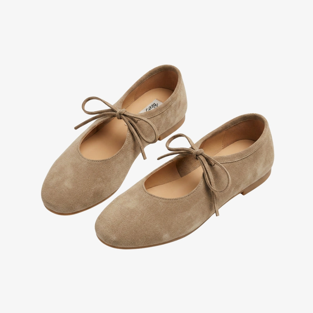 Ballerine mocassino donna in pelle scamosciata sintetica con laccetto