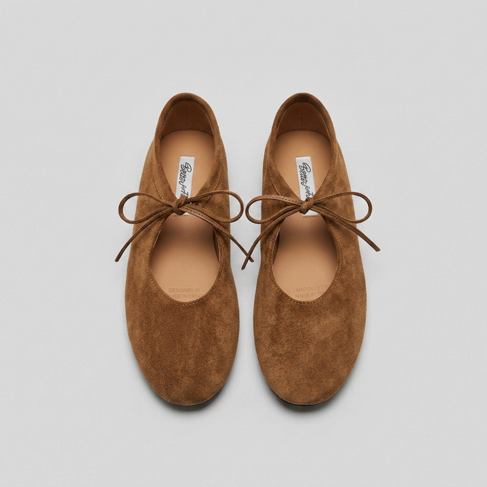 Ballerine mocassino donna in pelle scamosciata sintetica con laccetto