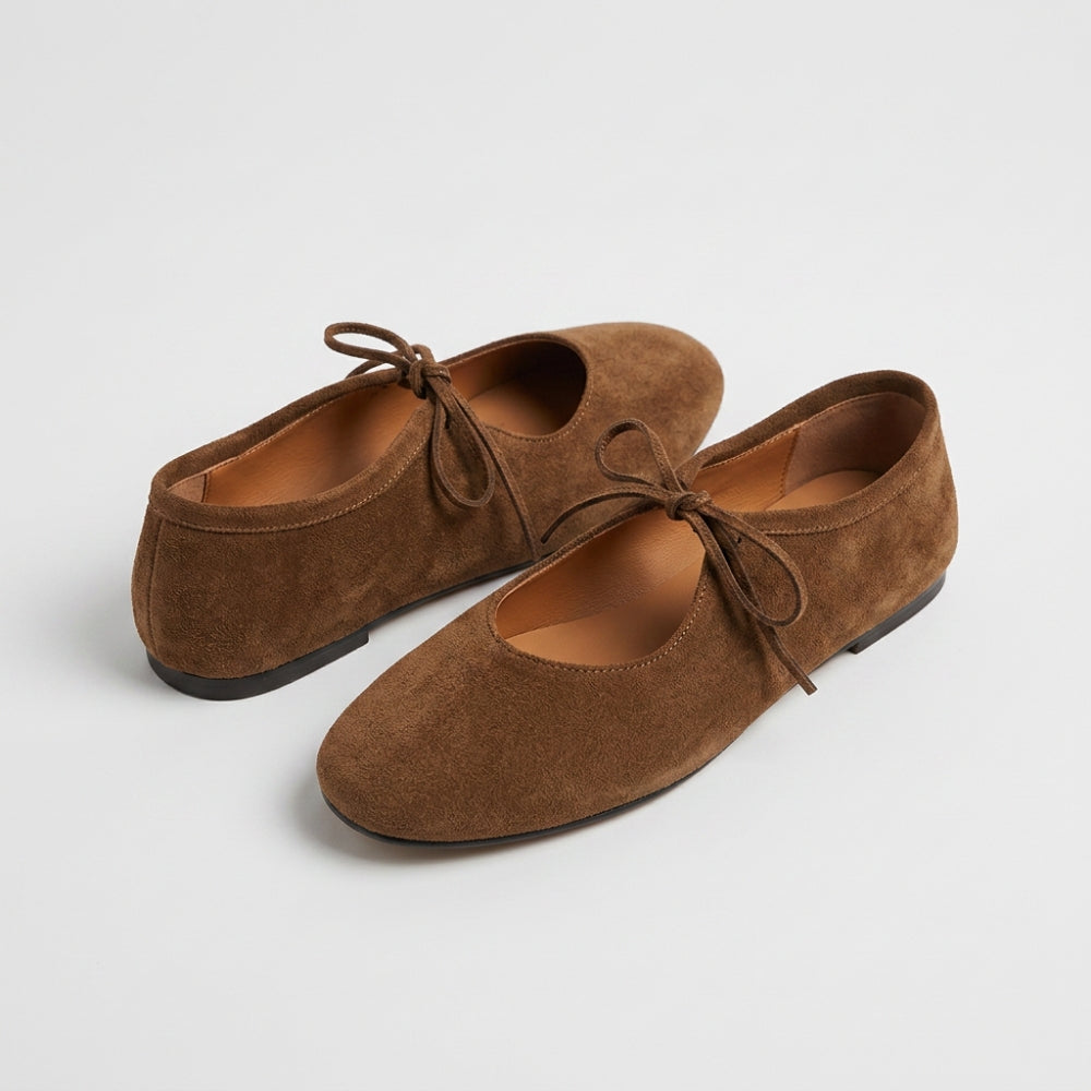 Ballerine mocassino donna in pelle scamosciata sintetica con laccetto