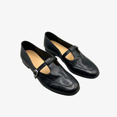Mocassino ballerina vintage per donna in pelle sintetica, Nero