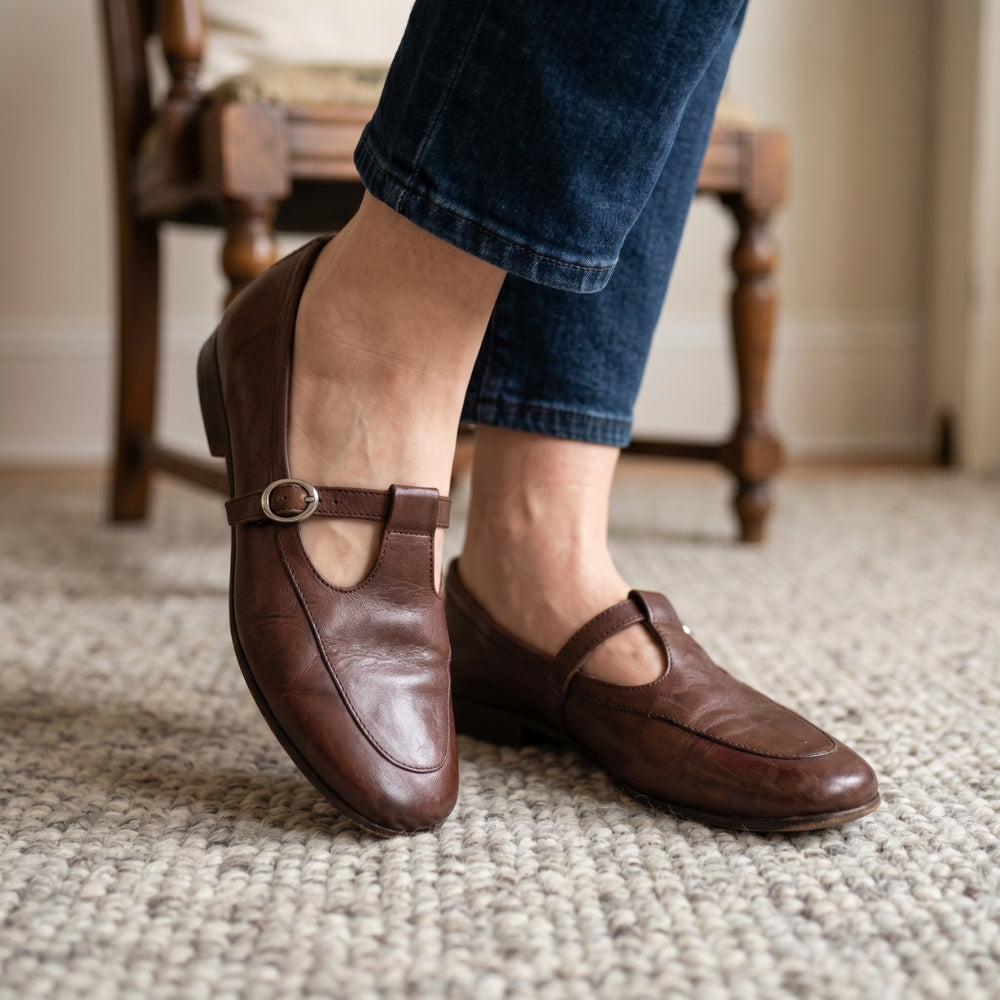 Mocassino ballerina vintage per donna in pelle sintetica