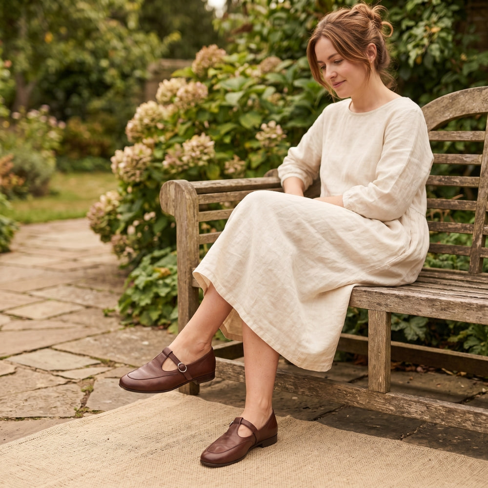 Mocassino ballerina vintage per donna in pelle sintetica