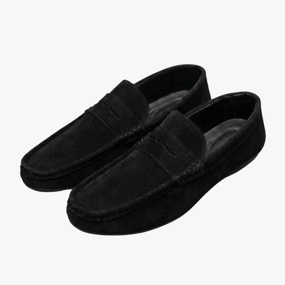Mocassini uomo in pelle scamosciata sintetica stile Penny Loafer