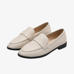 Mocassino minimalista donna in pelle sintetica, Bianco