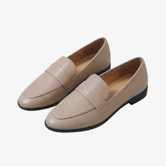 Mocassino minimalista donna in pelle sintetica, Beige