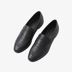 Mocassino minimalista donna in pelle sintetica, Nero