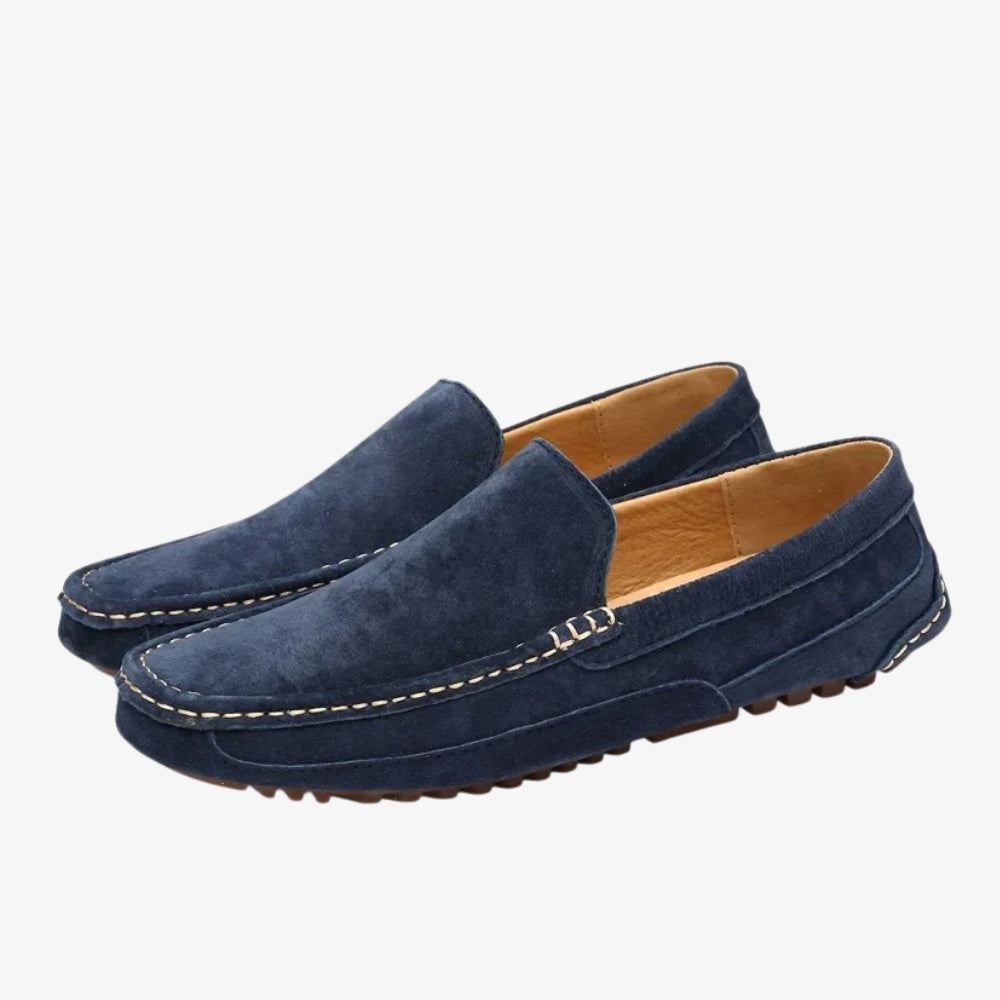 Mocassino in pelle scamosciata cucito da uomo