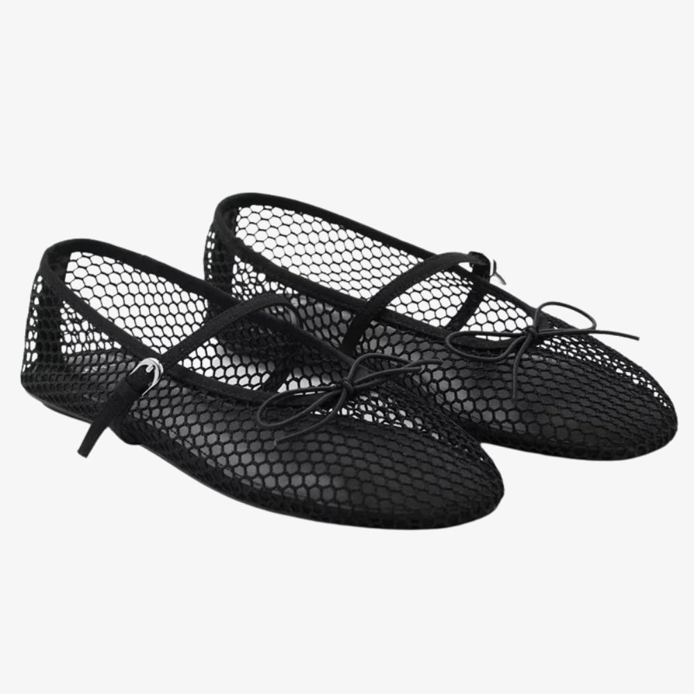 Mocassino ballerina in rete da donna con fiocco