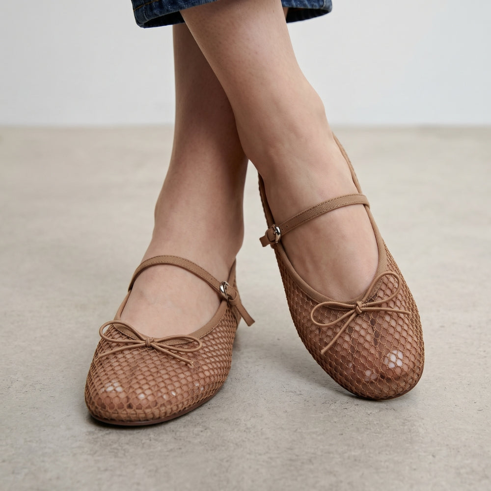 Mocassino ballerina in rete da donna con fiocco