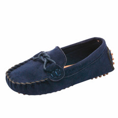 Mocassini morbidi in pelle scamosciata per bambini, Blu Marino