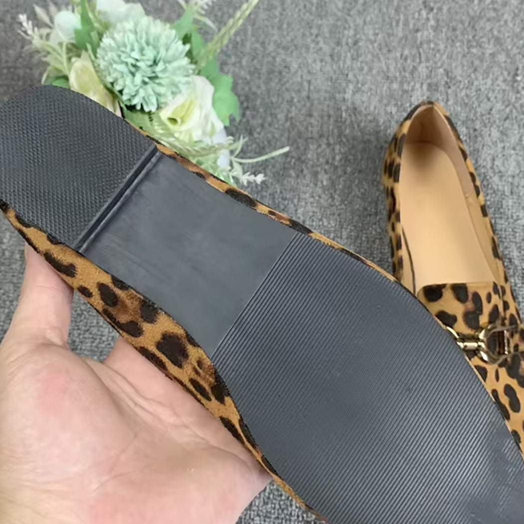 Mocassino leopardato con catena donna