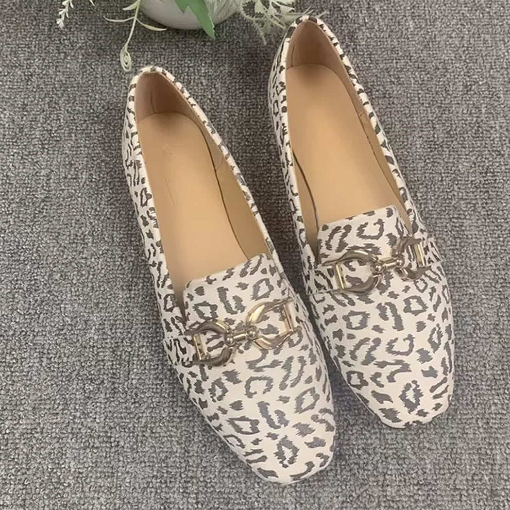 Mocassino leopardato con catena donna