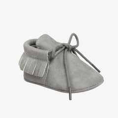 Mocassini con lacci e frange per neonato, Grigio