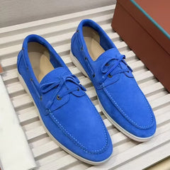 Mocassino boat in camoscio chic, Blu Scuro