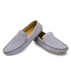 Mocassino in camoscio estivo da uomo, Grigio