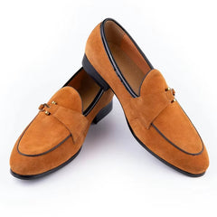 Mocassino elegante in camoscio da uomo, Camel