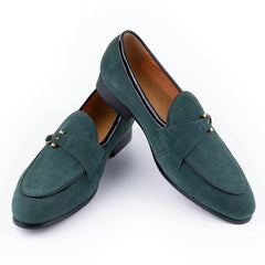 Mocassino elegante in camoscio da uomo, Verde