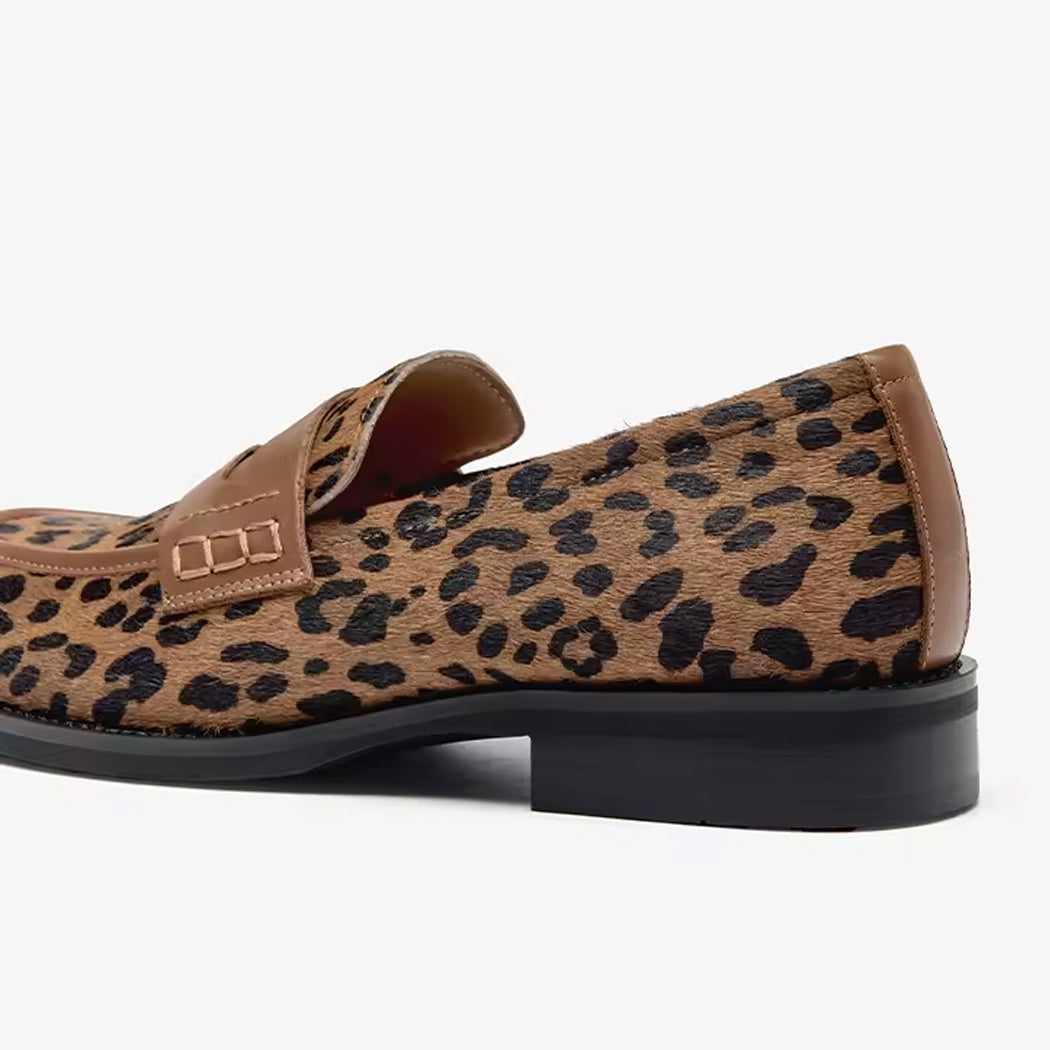 Mocassino leopardato in pelle per donna