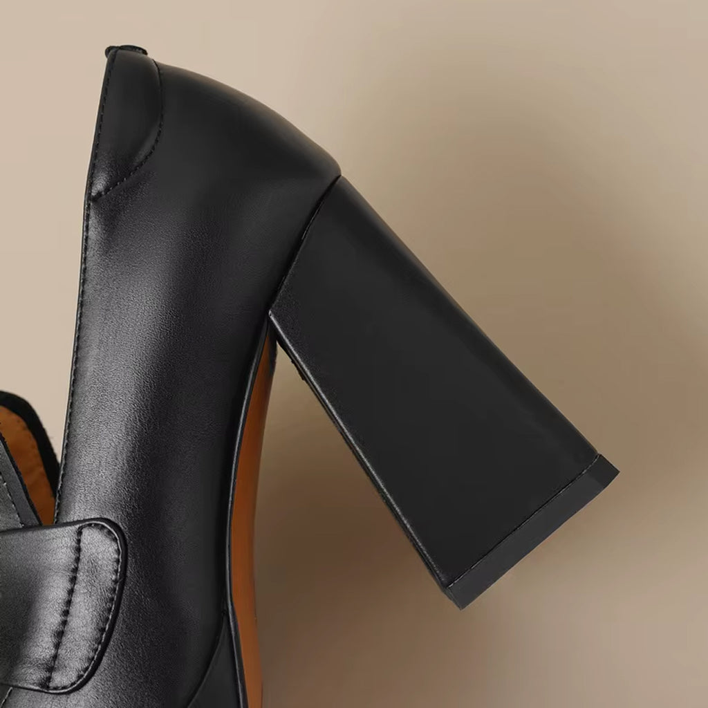 Mocassino con tacco in pelle per donna