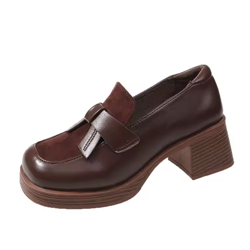 Mocassino platform con tacco stile vintage