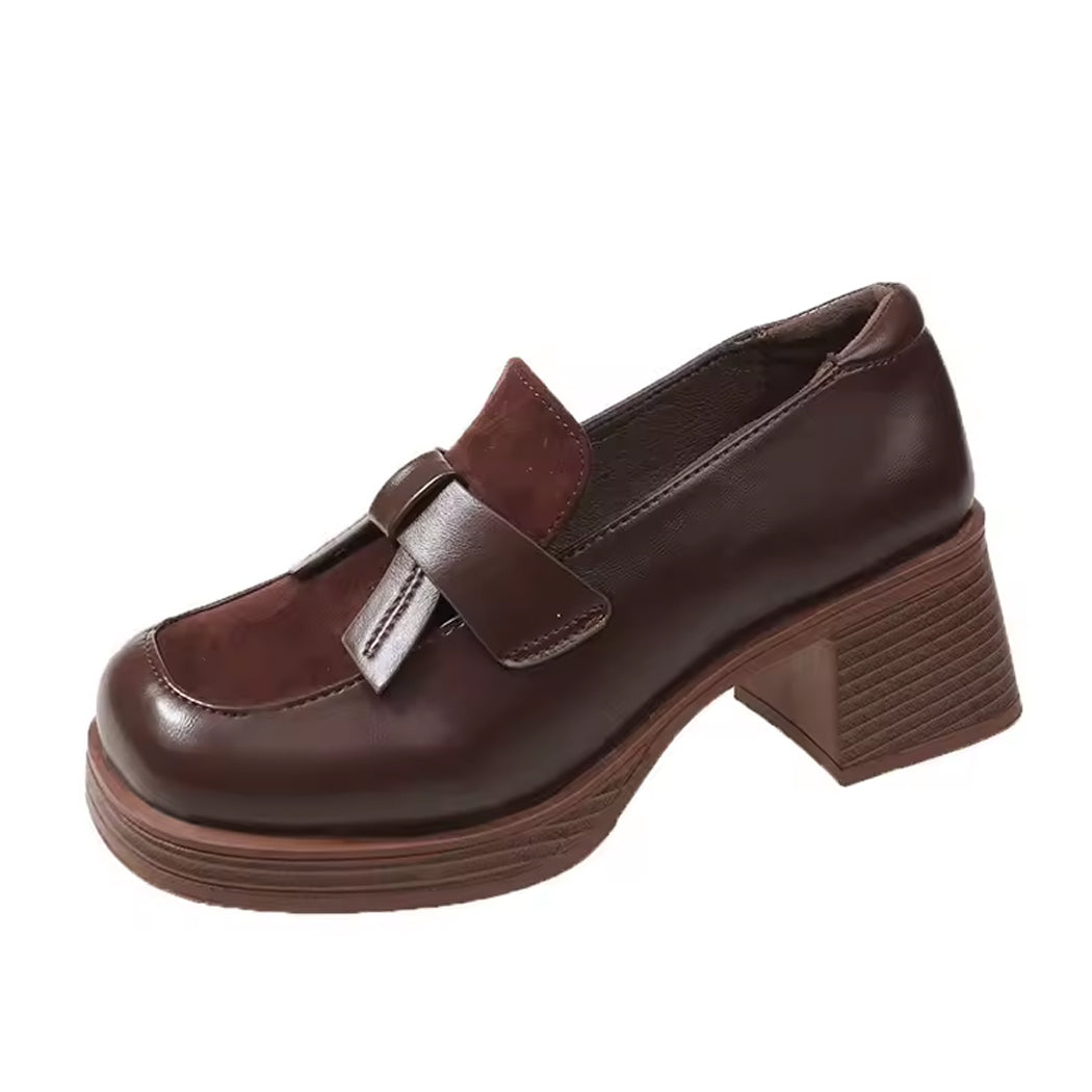Mocassino platform con tacco stile vintage
