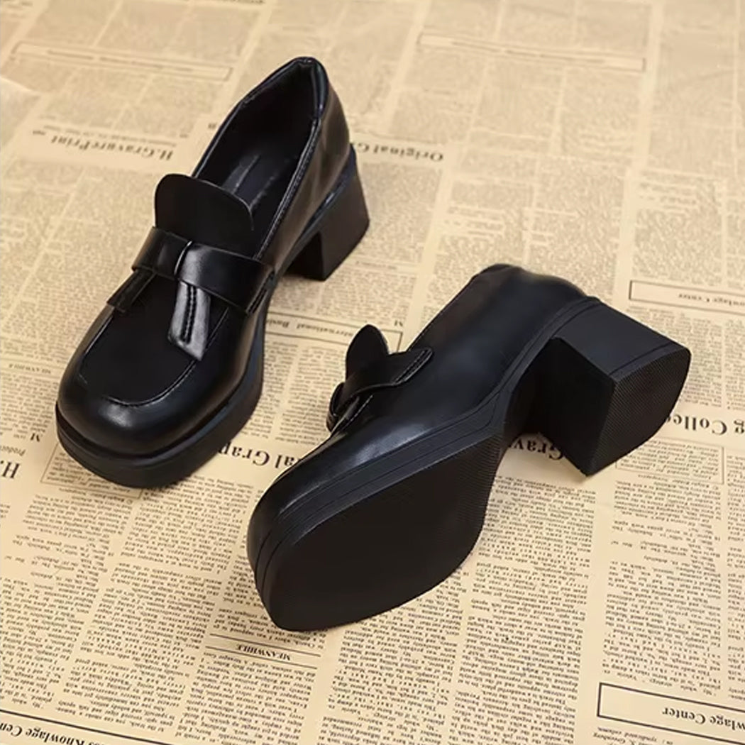 Mocassino platform con tacco stile vintage