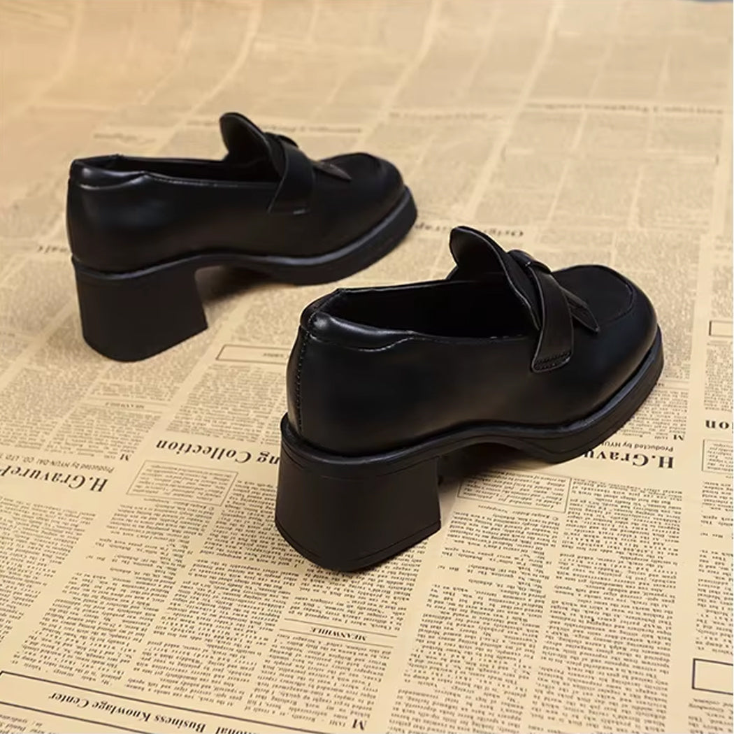 Mocassino platform con tacco stile vintage