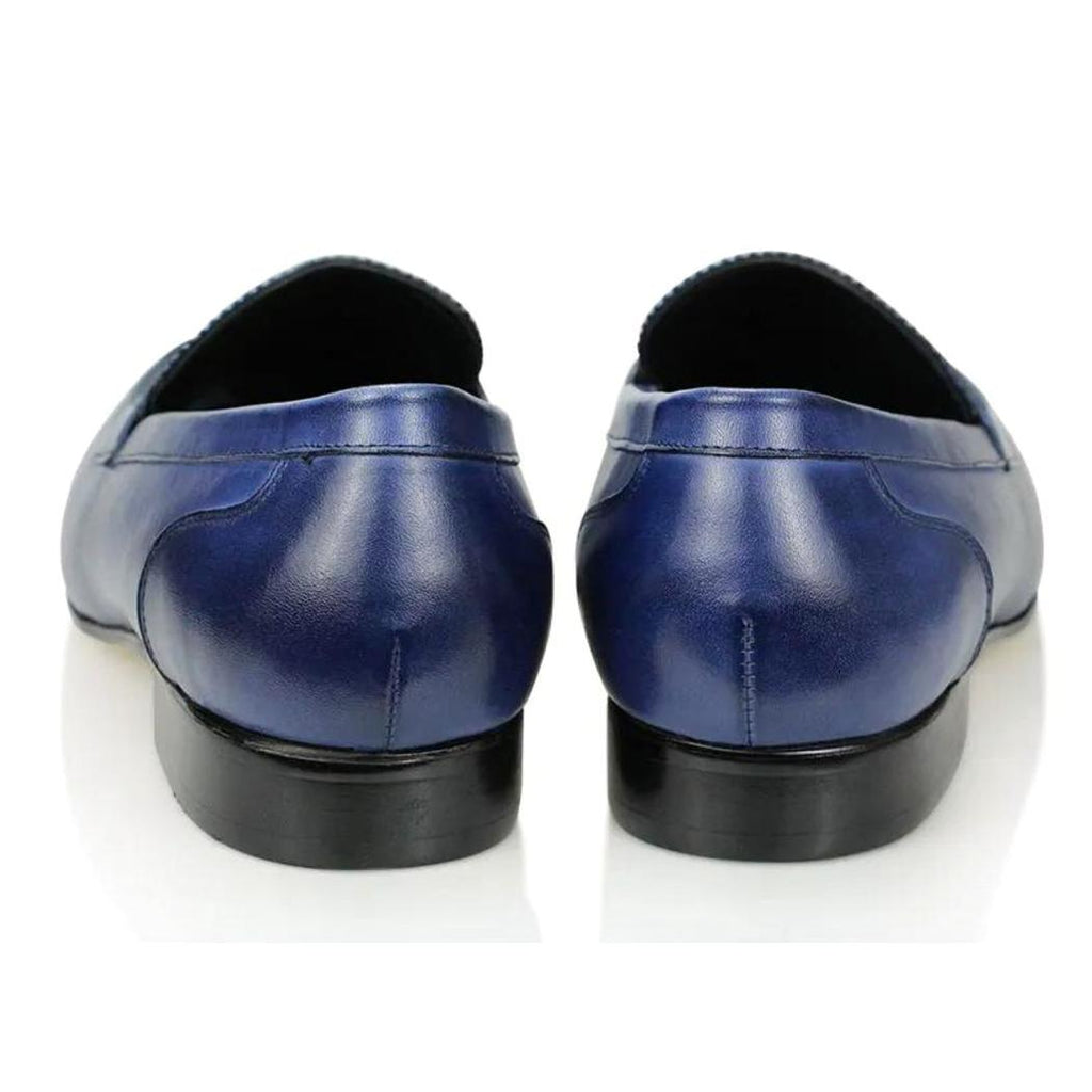 Mocassini uomo blu in vera pelle