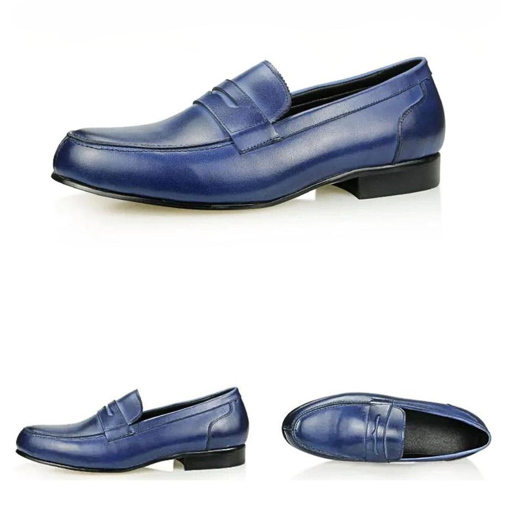 Mocassini uomo blu in vera pelle