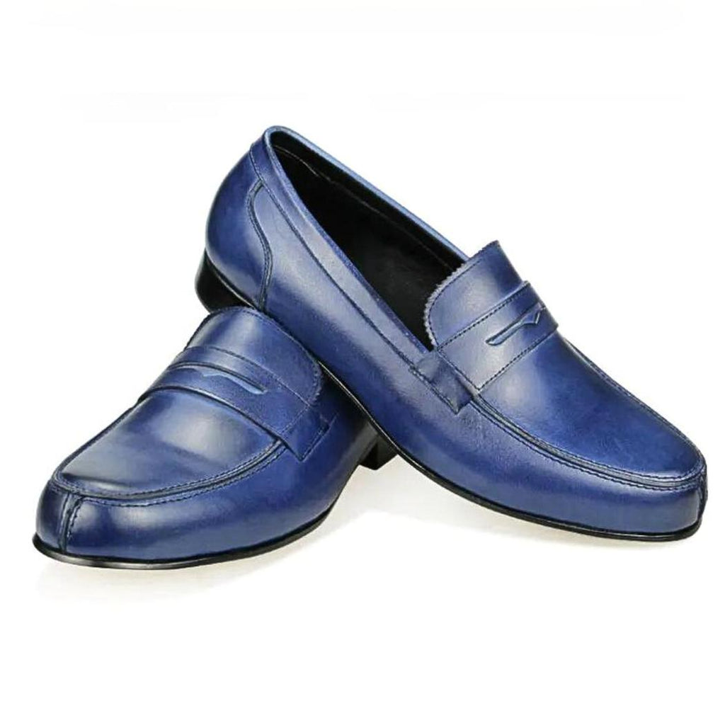 Mocassini uomo blu in vera pelle