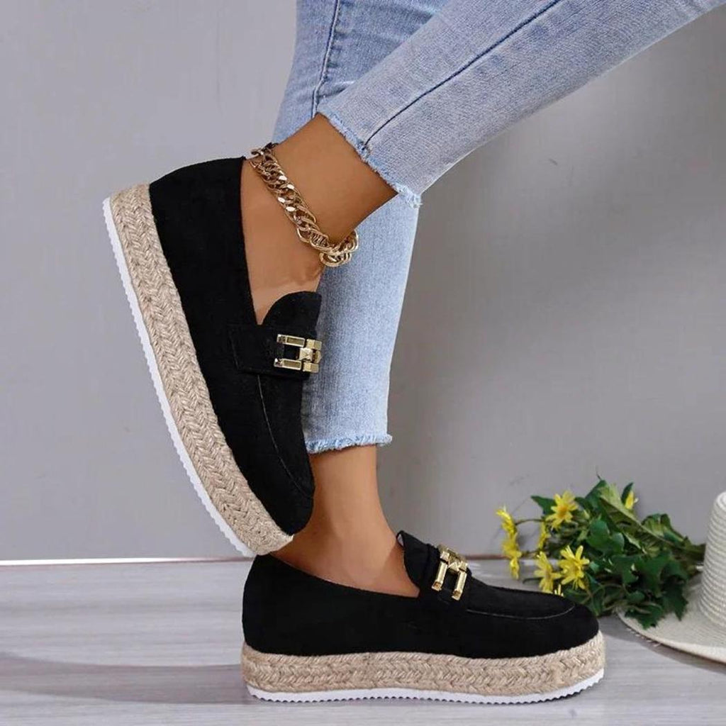 Mocassini platform in camoscio sintetico da donna