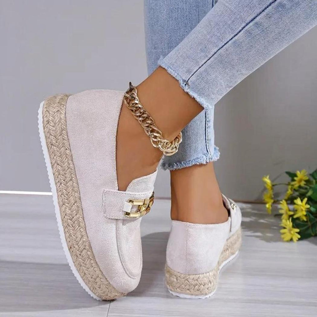 Mocassini platform in camoscio sintetico da donna