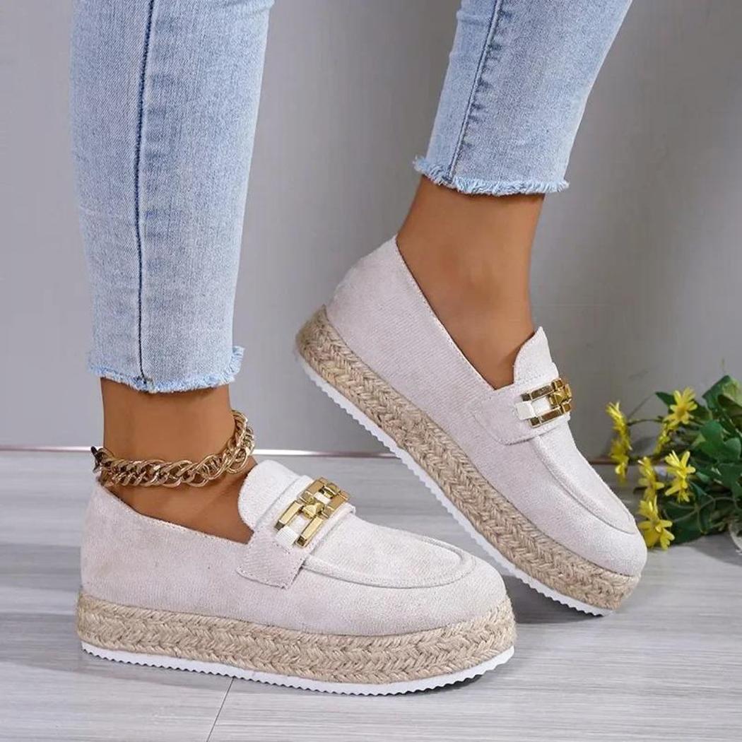 Mocassini platform in camoscio sintetico da donna