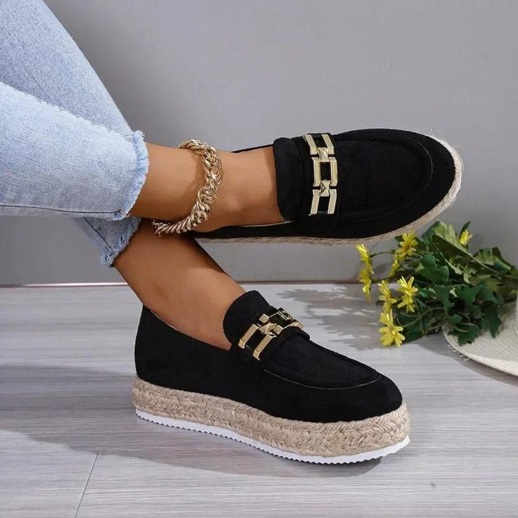 Mocassini platform in camoscio sintetico da donna