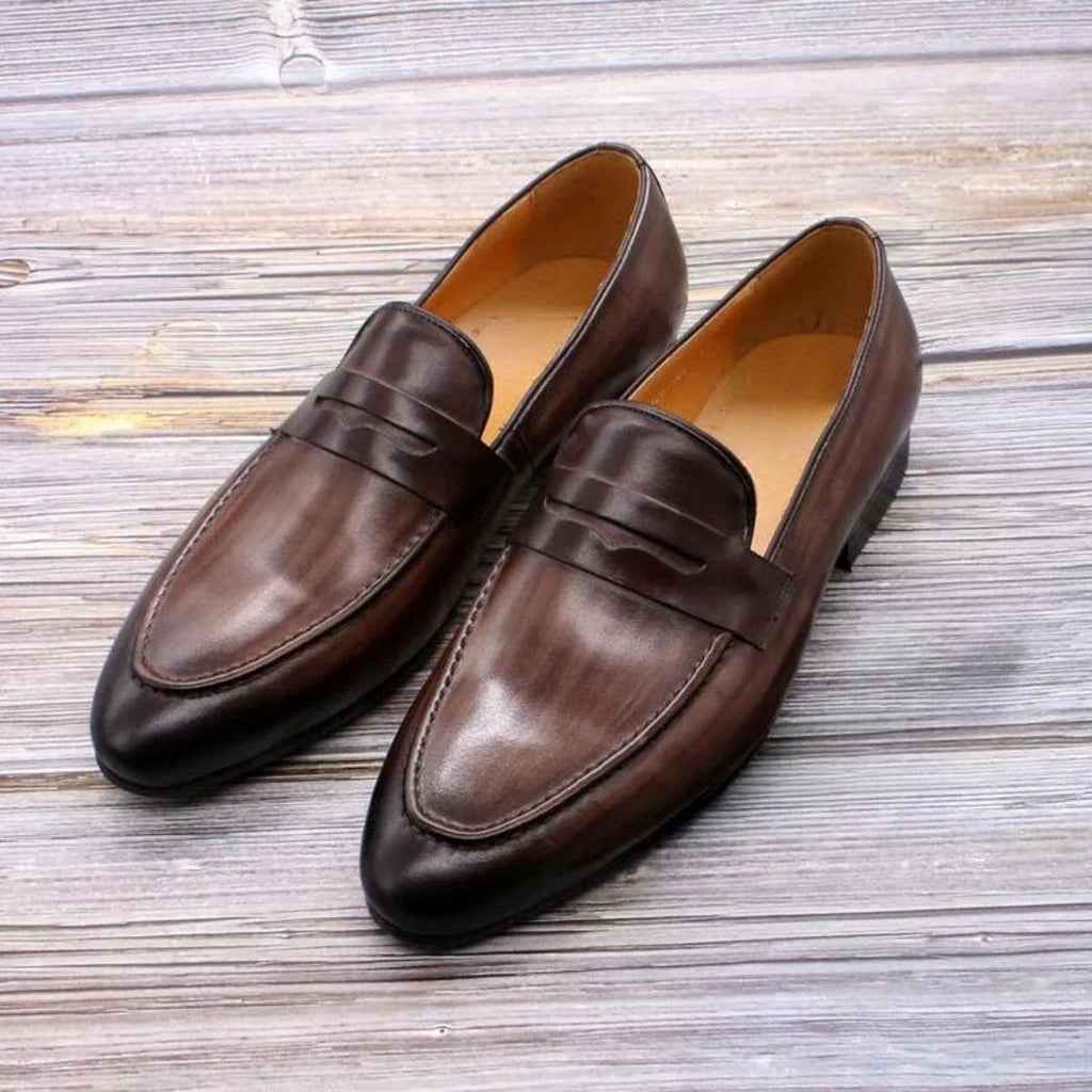 Mocassini uomo in vera pelle marrone scuro