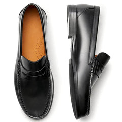 Mocassini casual marroni o neri in vera pelle da uomo, Nero