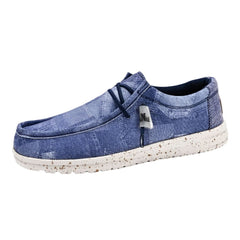 Mocassini da uomo con motivo effetto jeans, Blu