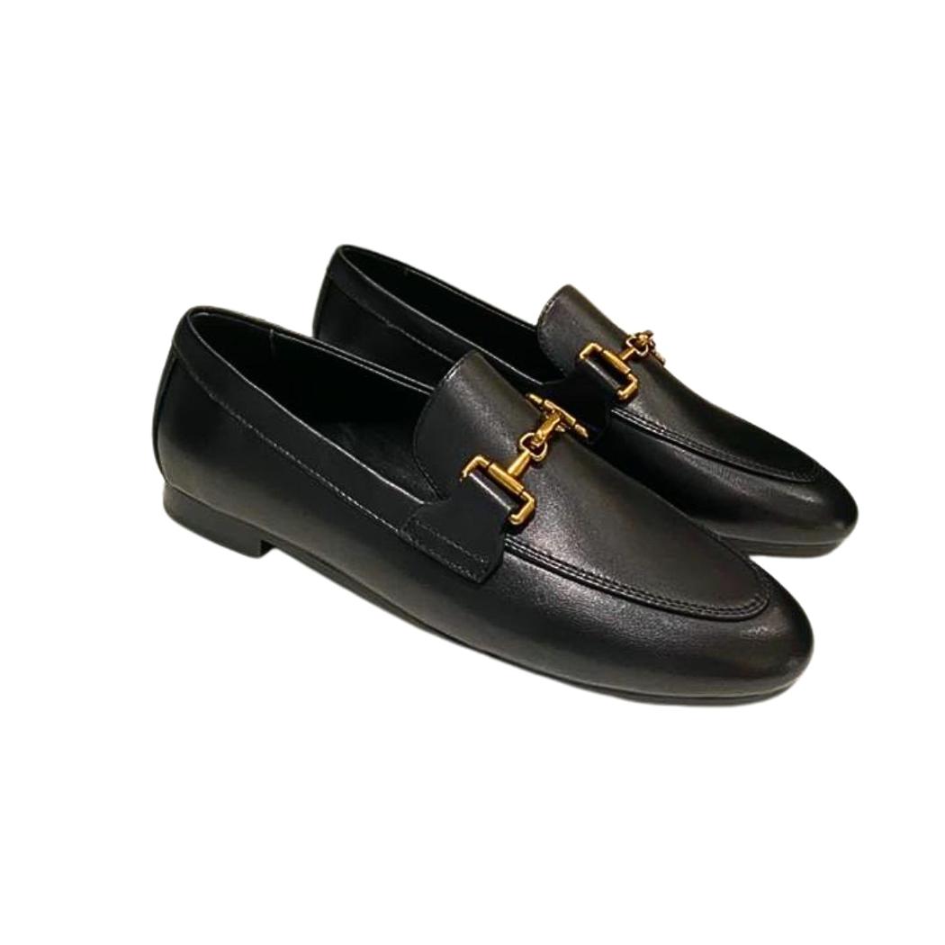 Mocassini donna in vera pelle nero o kaki