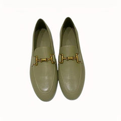 Mocassini donna in vera pelle nero o kaki, Kaki