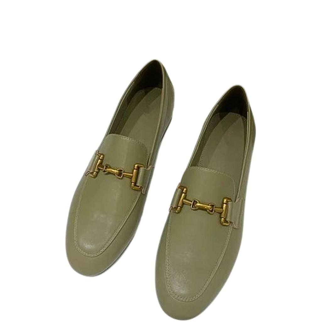 Mocassini donna in vera pelle nero o kaki