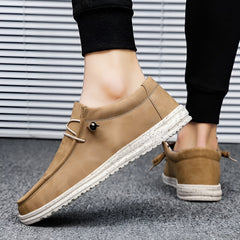 Mocassini in pelle sintetica marrone e blu da uomo, Marrone
