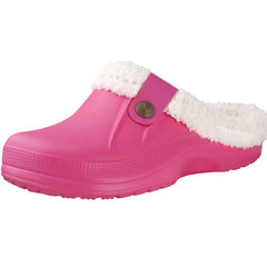 Zoccolo mocassino foderato in plastica da donna, Rosa scuro