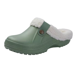 Zoccolo mocassino foderato in plastica da donna, Verde