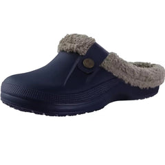 Mocassino sabot foderato in plastica per uomo, Blu Marino