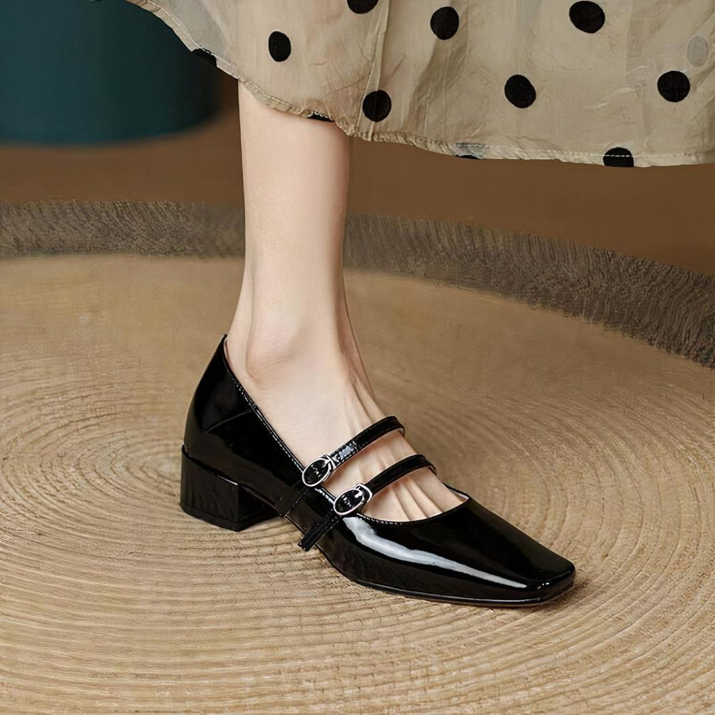 Mocassino ballerina con tacco quadrato