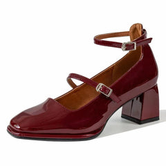 Mocassino ballerina con tacco verniciato, Bordeaux